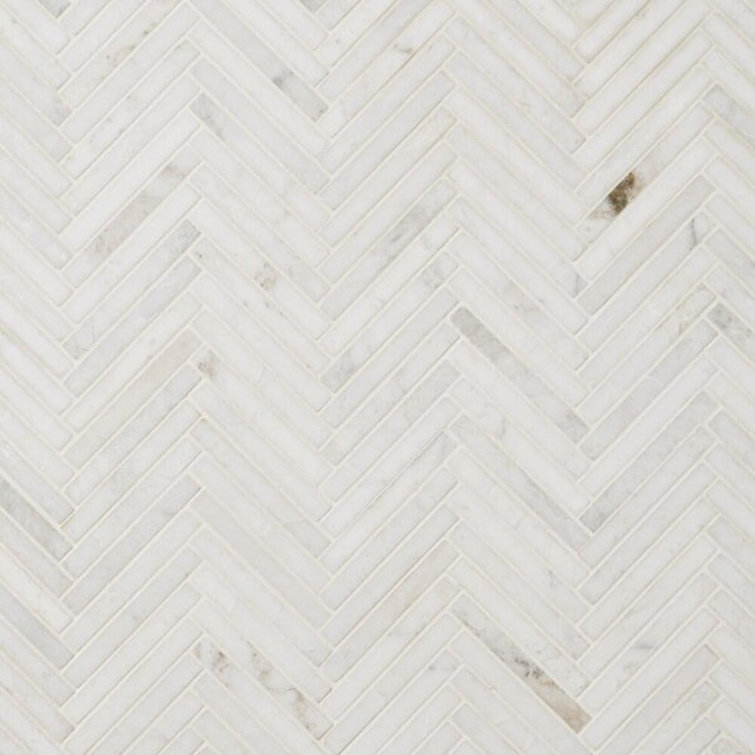 White Herringbone Marble Mosaic Tile for Walls and Floors