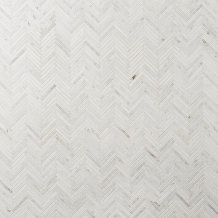 White Herringbone Marble Mosaic Tile for Walls and Floors