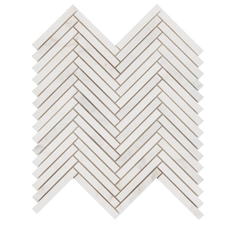 White Herringbone Marble Mosaic Tile for Walls and Floors