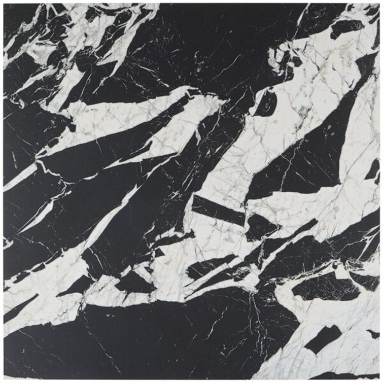Kasama 30" x 30" Matte Black and White Porcelain Marble Look Tile