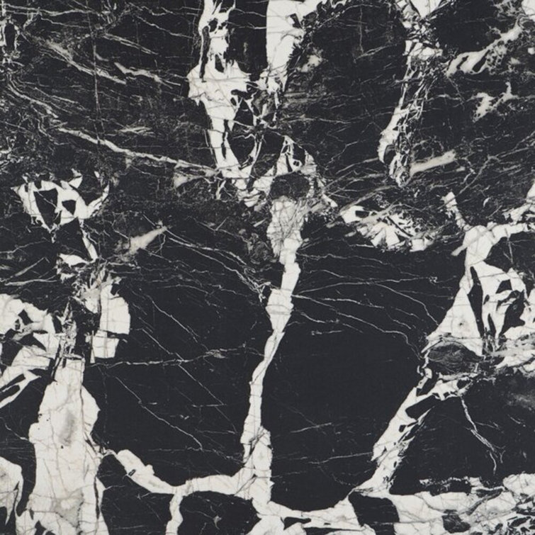 Kasama 30" x 30" Matte Black and White Porcelain Marble Look Tile