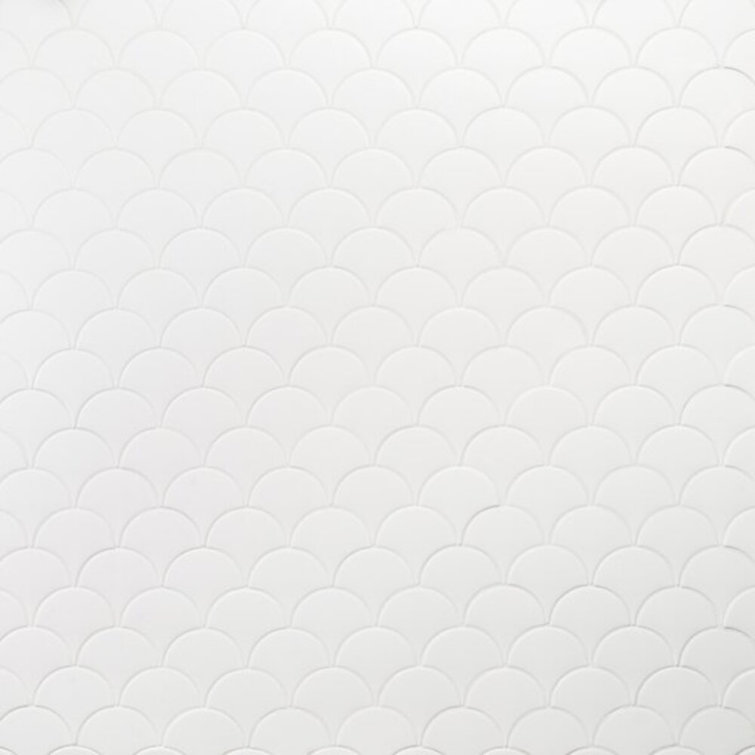 Tidewater Matte White Fish Scale Ceramic Wall Tile - 2" x 5"