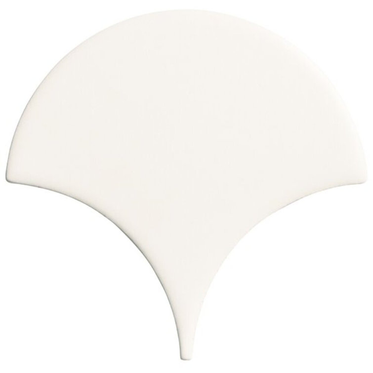 Tidewater Matte White Fish Scale Ceramic Wall Tile - 2" x 5"
