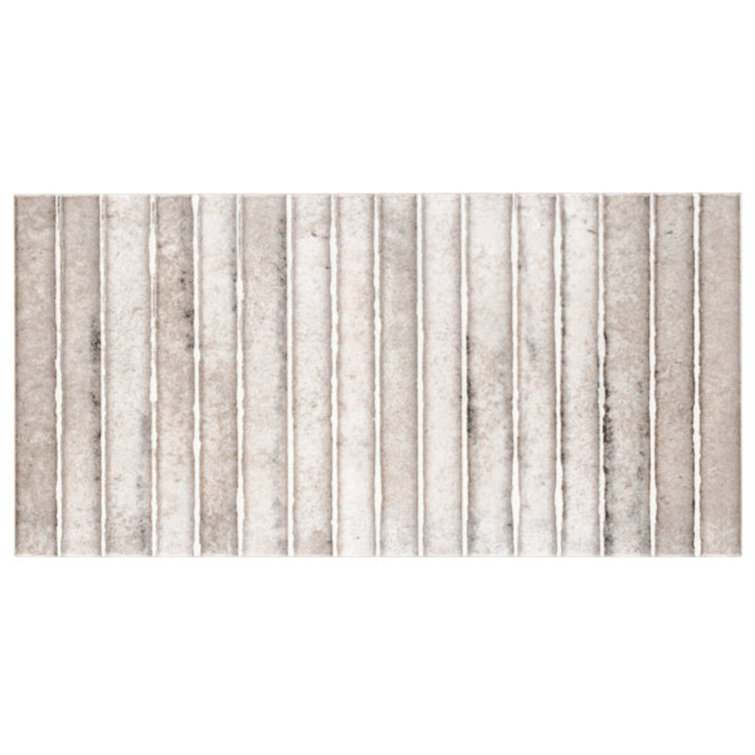Hills Gray Glossy Ceramic Fluted Subway Wall Tile 6-in x 12-in