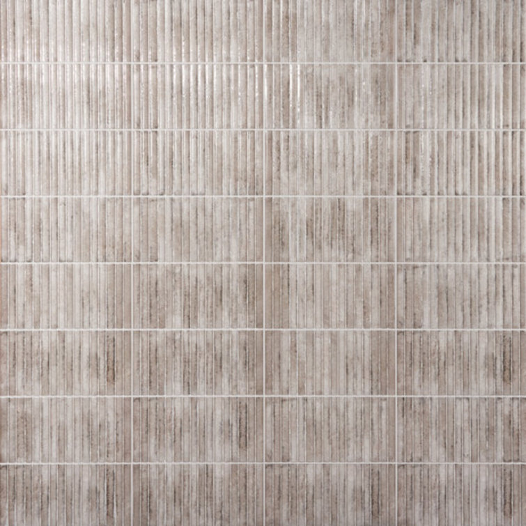 Hills Gray Glossy Ceramic Fluted Subway Wall Tile 6-in x 12-in
