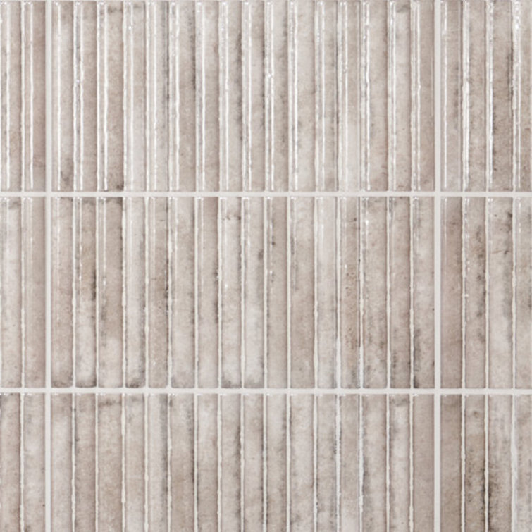 Hills Gray Glossy Ceramic Fluted Subway Wall Tile 6-in x 12-in