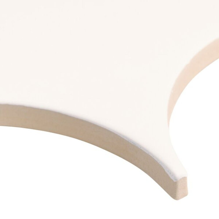 Tidewater Matte White Fish Scale Ceramic Wall Tile - 2" x 5"