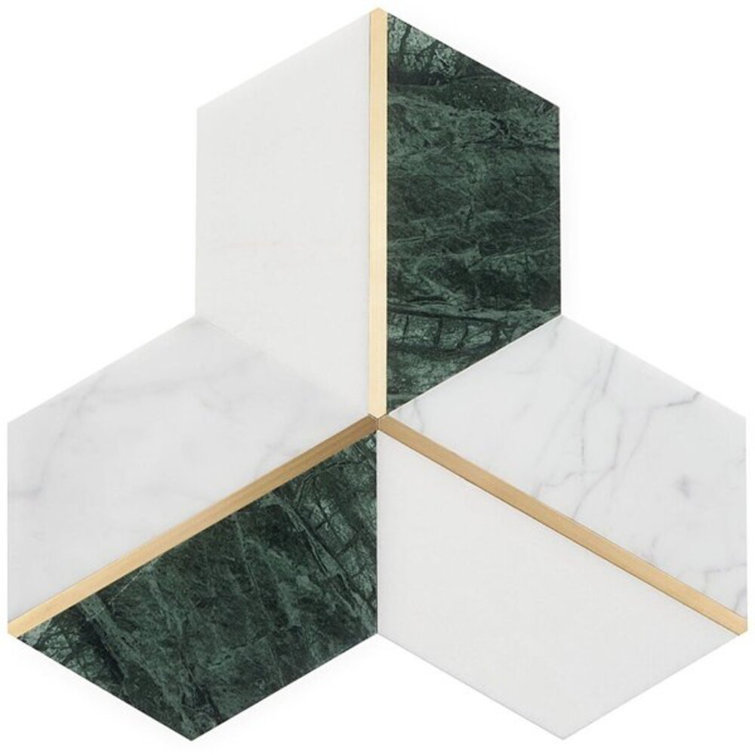 Millenium 10" x 12" Polished Marble Hexagon Mosaic Tile