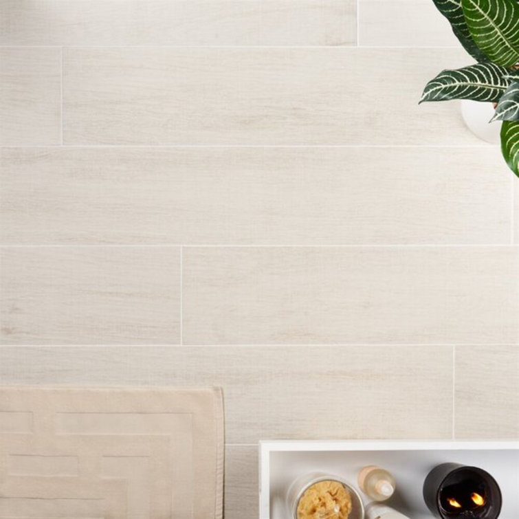 Montgomery White 8" x 48" Matte Porcelain Wood Look Tile