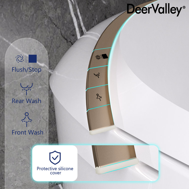 White Elongated Smart Bidet Toilet with Heated Seat and Wireless Remote