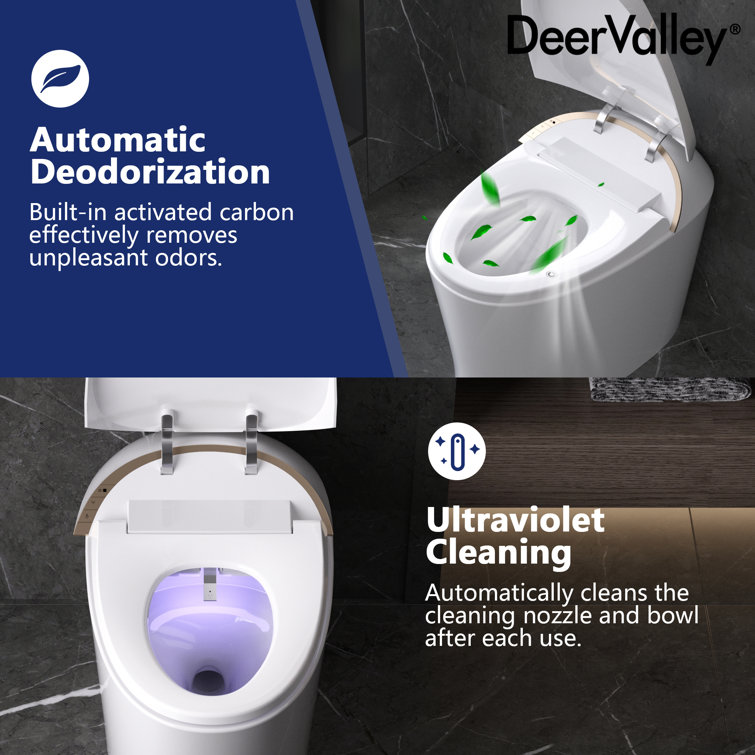 White Elongated Smart Bidet Toilet with Heated Seat and Wireless Remote