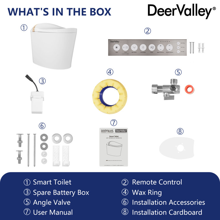 White Elongated Smart Bidet Toilet with Heated Seat and Wireless Remote