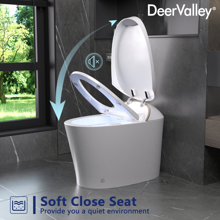 White Elongated Smart Bidet Toilet with Heated Seat and Wireless Remote