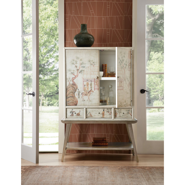 Transitional Beige and White Soft Close Drawer Accent Chest
