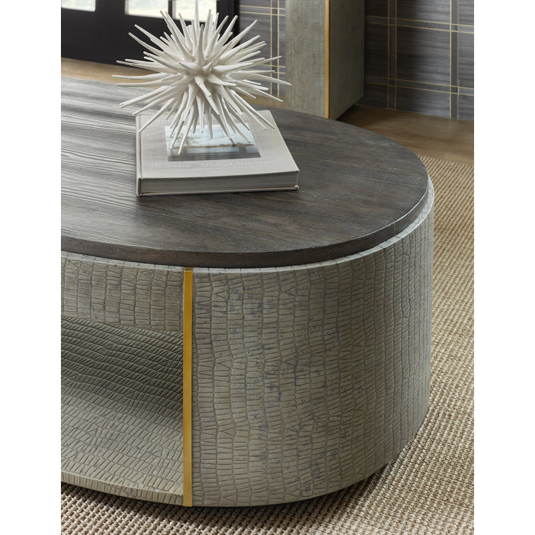 Gray Oval Transitional Wood Coffee Table