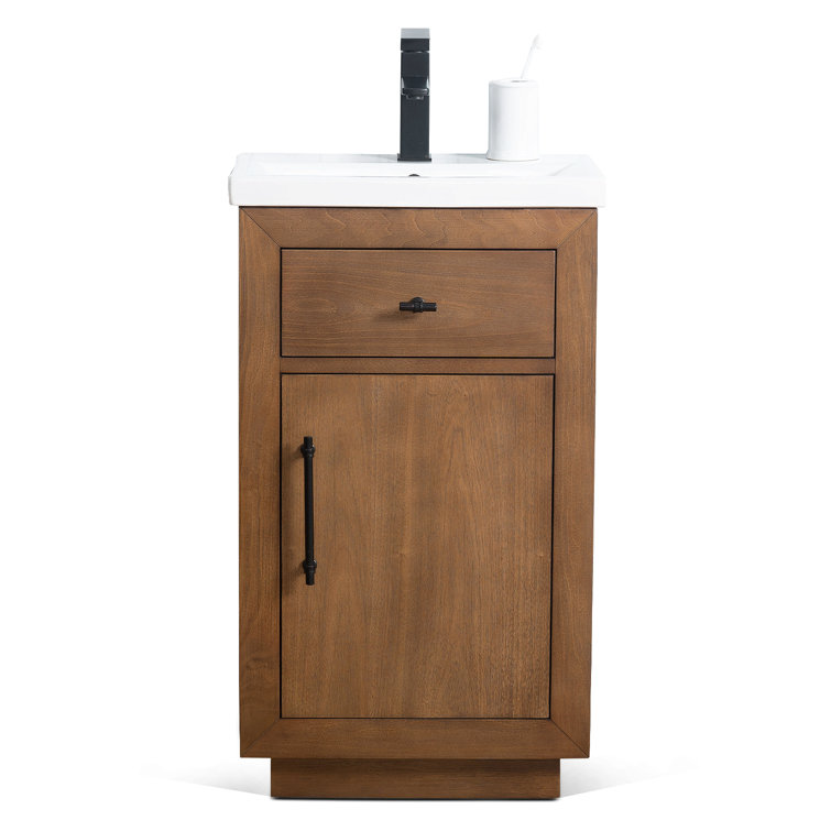 20'' Tan Freestanding Single Bathroom Vanity with Ceramic Top