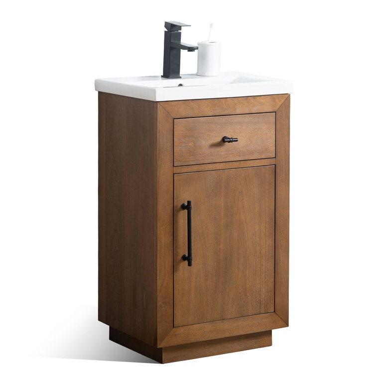 20'' Tan Freestanding Single Bathroom Vanity with Ceramic Top