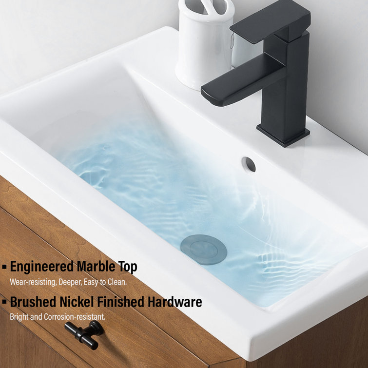 20'' Tan Freestanding Single Bathroom Vanity with Ceramic Top