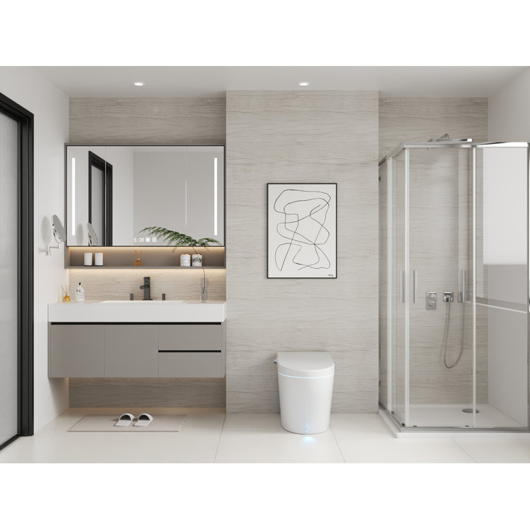 White Elongated Smart Toilet with Heated Seat and Night Light