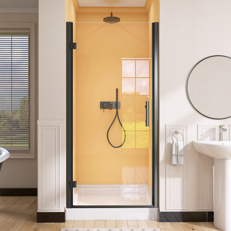 Matte Black Frameless Pivot Shower Door with Tempered Glass, 36'' x 72''