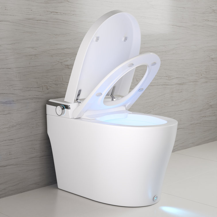White Elongated Smart Toilet with Heated Seat and Night Light