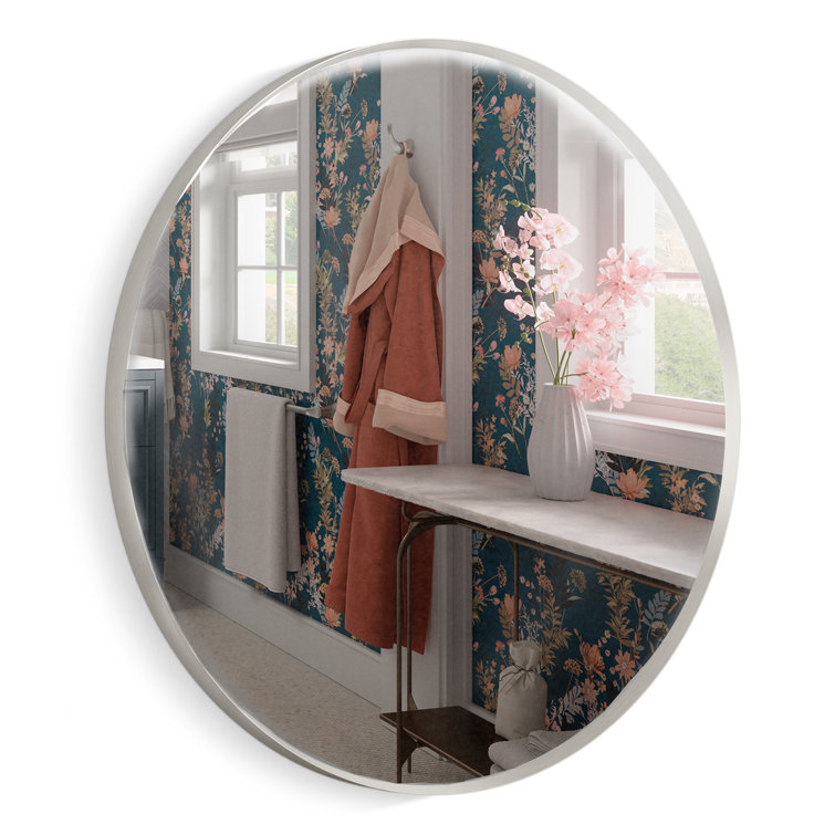 Essential 28" Brushed Nickel Round Metal Bathroom Vanity Mirror
