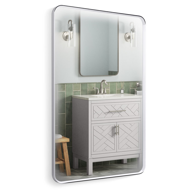 Polished Chrome 45" x 30" Rectangular Bathroom Vanity Mirror