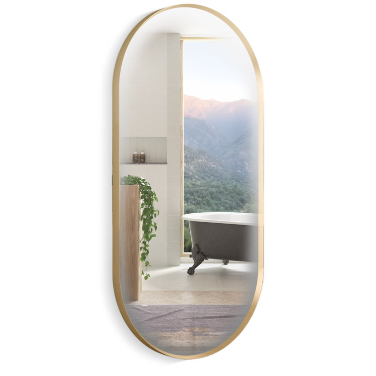 Essential Elegance 40" x 20" Brushed Gold Metal Framed Vanity Mirror
