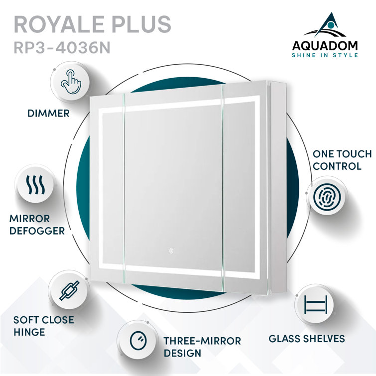 Royale 40" Triple Door LED Medicine Cabinet with Electrical Outlets