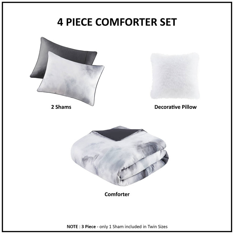 Charcoal Twin Microfiber Tie Dye Comforter Set with Pillow