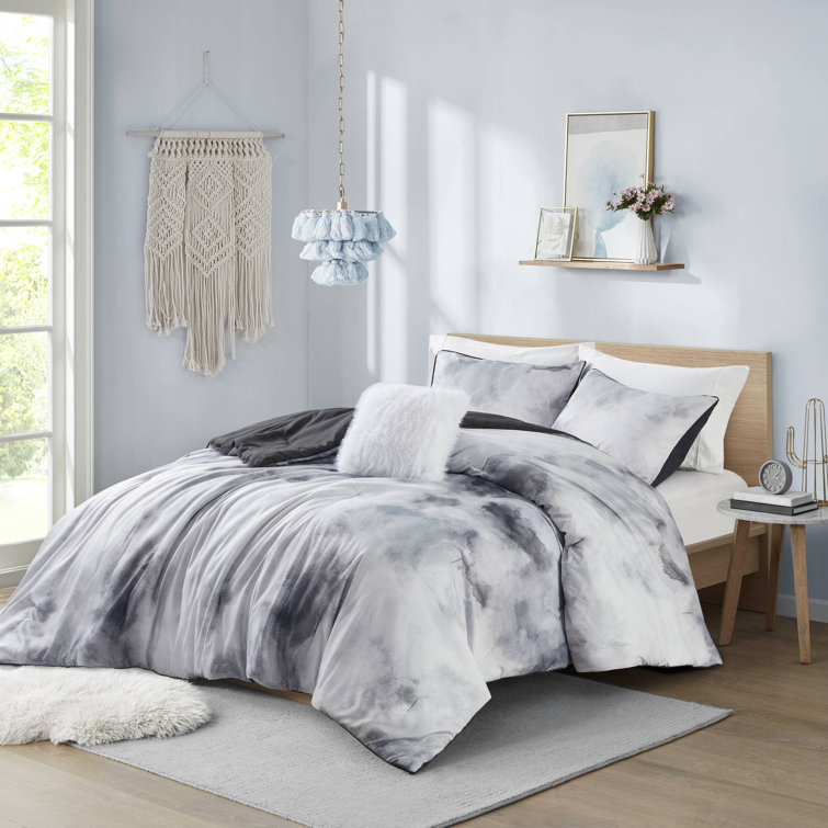 Charcoal Twin Microfiber Tie Dye Comforter Set with Pillow