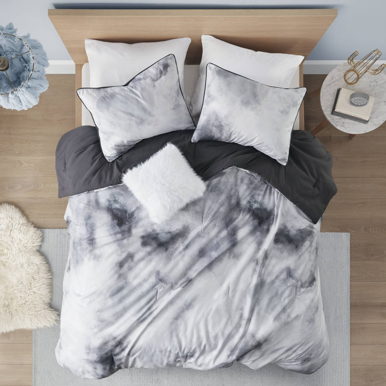 Charcoal Twin Microfiber Tie Dye Comforter Set with Pillow