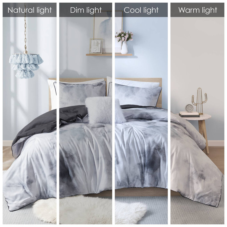 Charcoal Twin Microfiber Tie Dye Comforter Set with Pillow