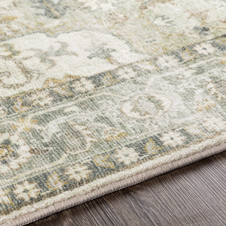 Heiereind Traditional Cream and Sage Hand-Knotted Area Rug