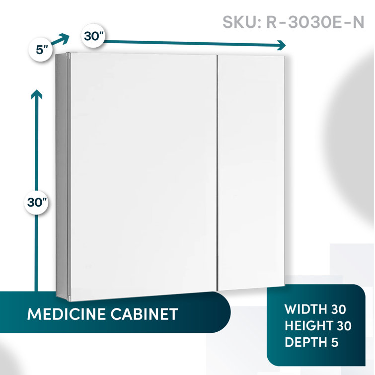 Royale 30'' Silver Medicine Cabinet with LED Mirror