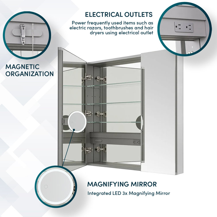 Royale 30" Silver Aluminum Medicine Cabinet with LED Mirror