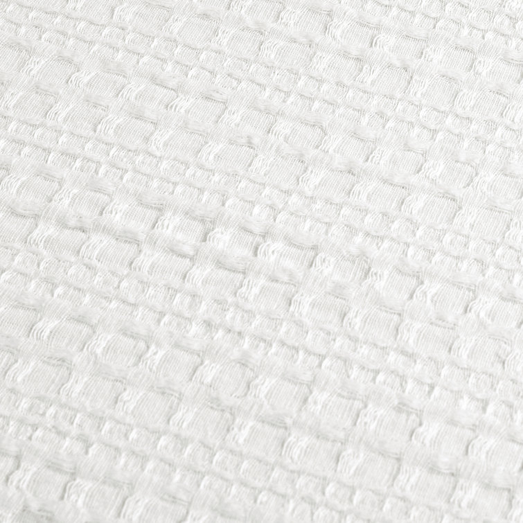 Haniya White Waffle Woven Cotton King Duvet Cover Set