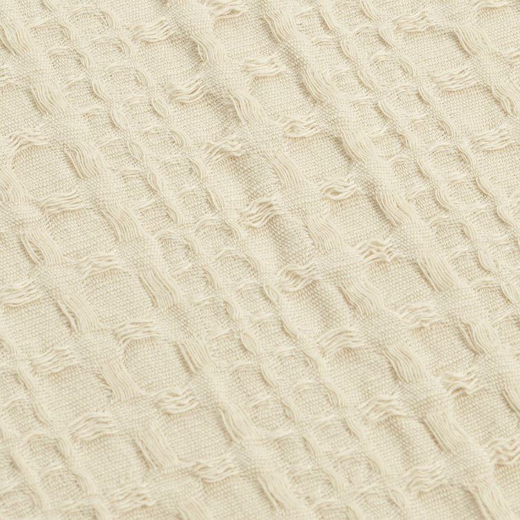 Haniya Neutral Waffle Woven Cotton Full/Queen Duvet Cover Set