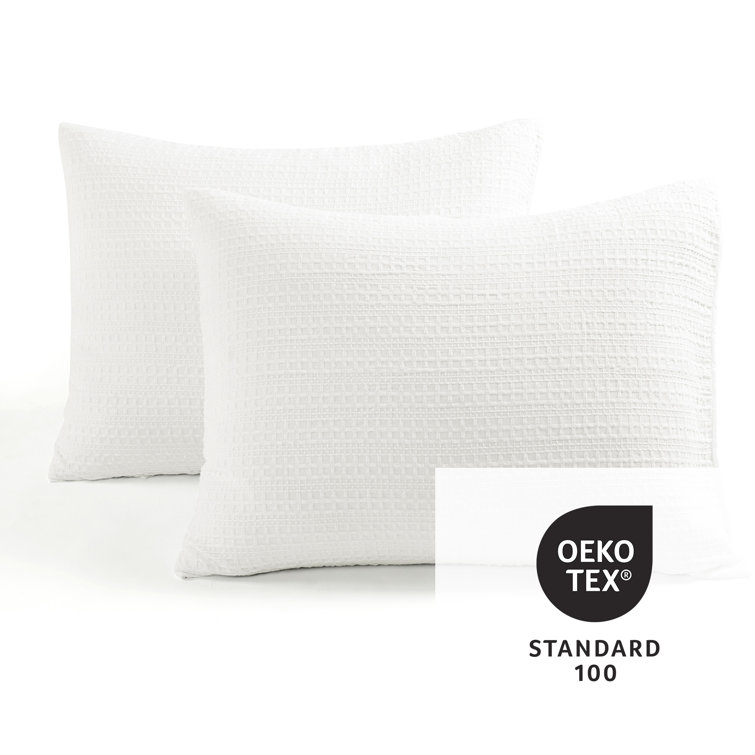 Haniya White Waffle Woven Cotton King Duvet Cover Set