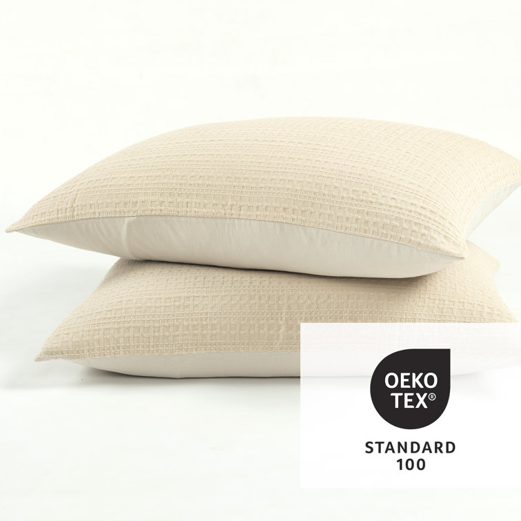 Haniya Neutral Waffle Woven Cotton Full/Queen Duvet Cover Set