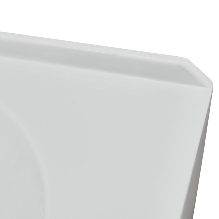 Glossy White Acrylic Alcove Bathtub with Brushed Gold Trim
