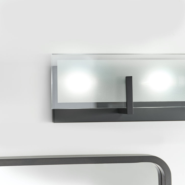Midnight Black 26" Steel Vanity Light with Clear Glass Shade