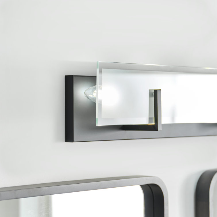 Midnight Black 26" Steel Vanity Light with Clear Glass Shade