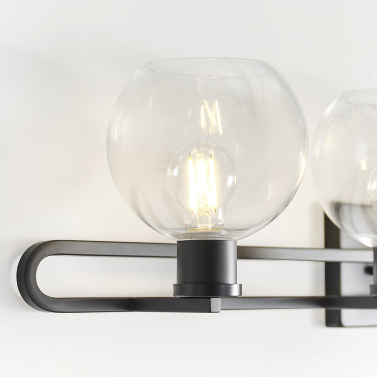 Midnight Black Clear Glass 4-Light Vanity Fixture