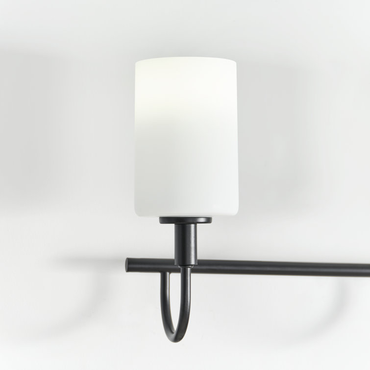 Alvin 4-Light Midnight Black Vanity with Etched White Glass