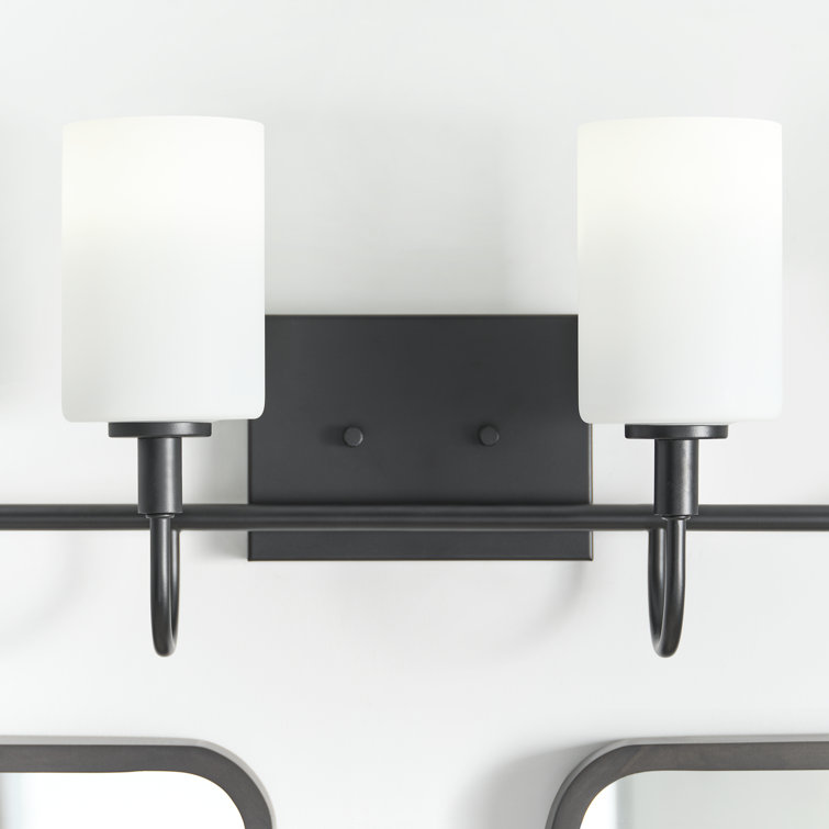 Alvin 4-Light Midnight Black Vanity with Etched White Glass