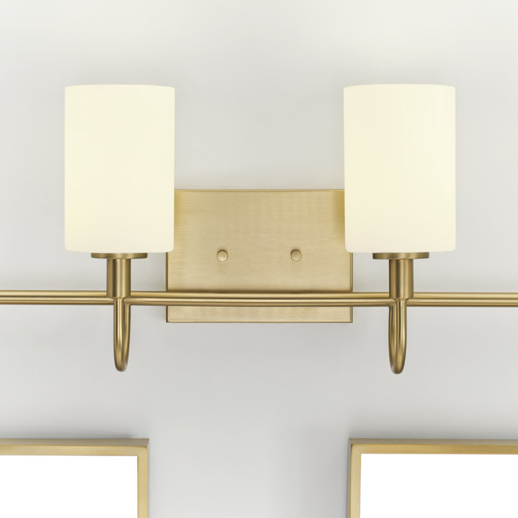 Alvin Modern Satin Brass 4-Light Vanity with Etched Glass