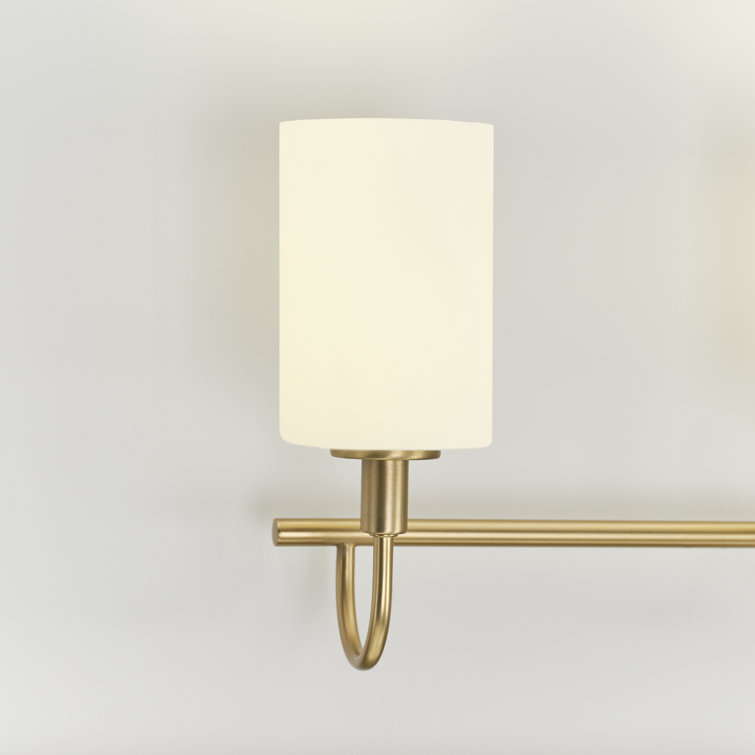 Alvin Modern Satin Brass 4-Light Vanity with Etched Glass