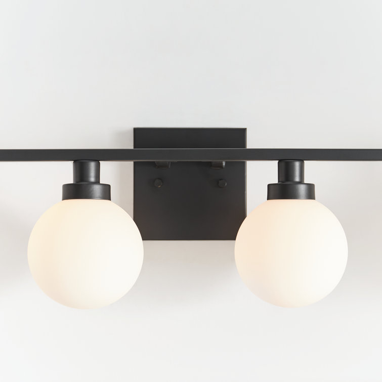 Midnight Black 4-Light Globe Vanity Fixture with Frosted Shades