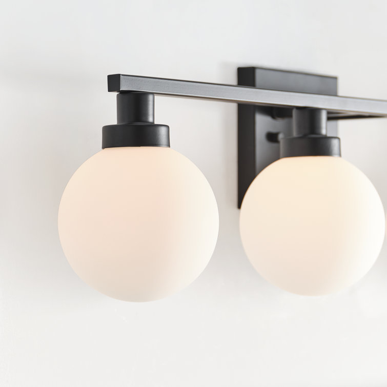 Midnight Black 4-Light Globe Vanity Fixture with Frosted Shades